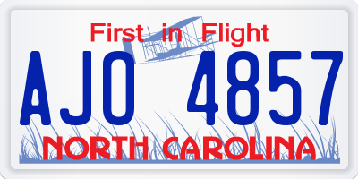 NC license plate AJO4857