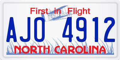 NC license plate AJO4912