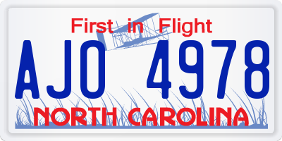 NC license plate AJO4978