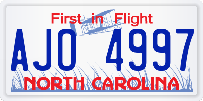 NC license plate AJO4997