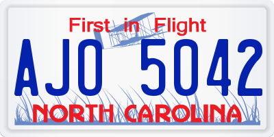 NC license plate AJO5042