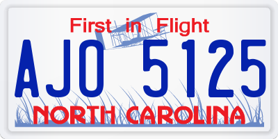 NC license plate AJO5125