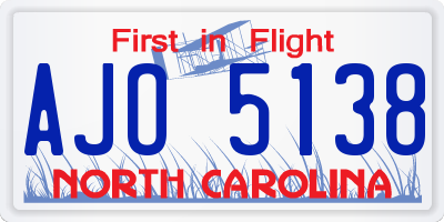 NC license plate AJO5138