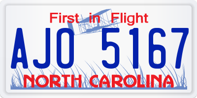 NC license plate AJO5167