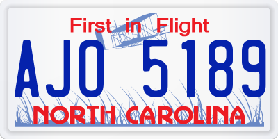 NC license plate AJO5189