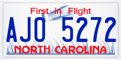 NC license plate AJO5272