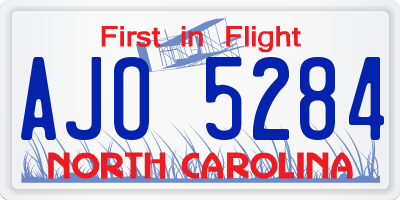 NC license plate AJO5284