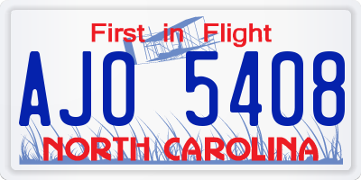 NC license plate AJO5408