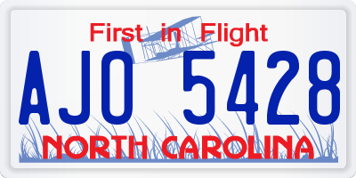 NC license plate AJO5428