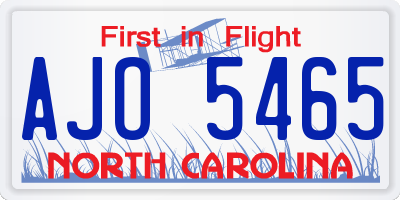 NC license plate AJO5465