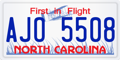 NC license plate AJO5508