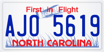 NC license plate AJO5619