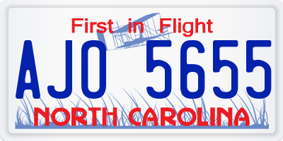 NC license plate AJO5655