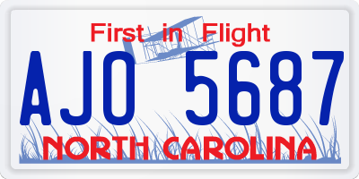 NC license plate AJO5687