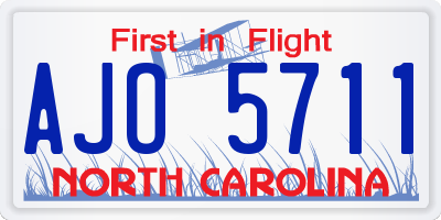 NC license plate AJO5711