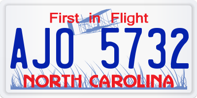 NC license plate AJO5732