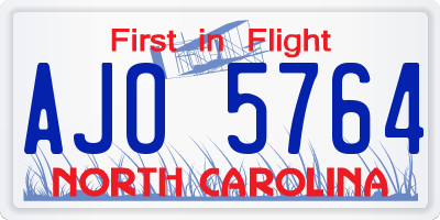 NC license plate AJO5764