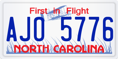 NC license plate AJO5776