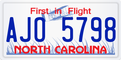 NC license plate AJO5798