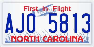 NC license plate AJO5813