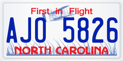 NC license plate AJO5826