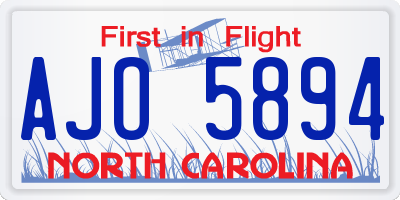 NC license plate AJO5894