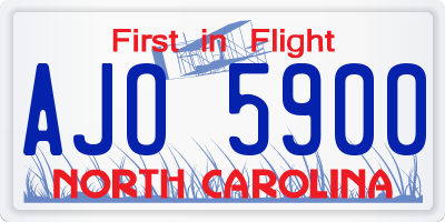 NC license plate AJO5900