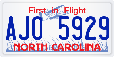NC license plate AJO5929