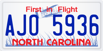 NC license plate AJO5936
