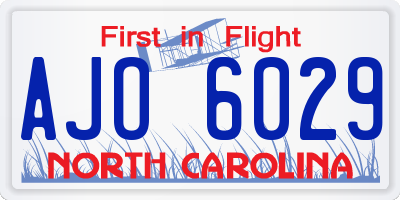 NC license plate AJO6029