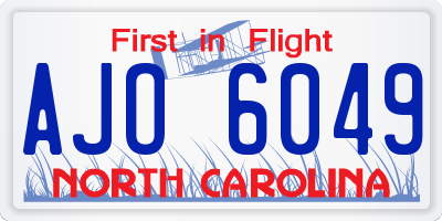 NC license plate AJO6049