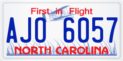NC license plate AJO6057