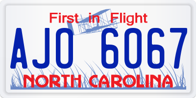 NC license plate AJO6067