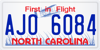 NC license plate AJO6084
