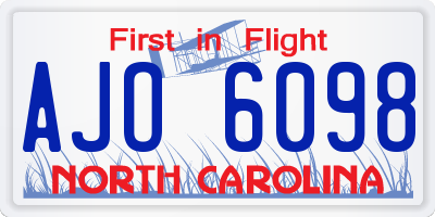 NC license plate AJO6098