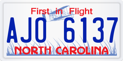 NC license plate AJO6137