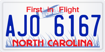 NC license plate AJO6167