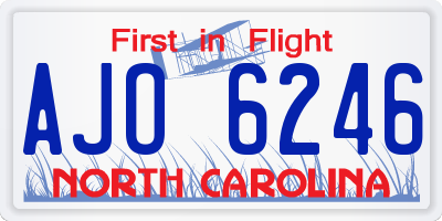 NC license plate AJO6246