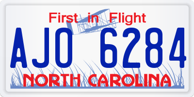 NC license plate AJO6284