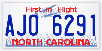 NC license plate AJO6291