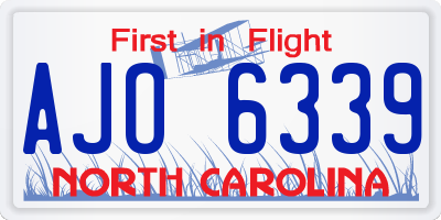 NC license plate AJO6339