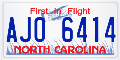 NC license plate AJO6414