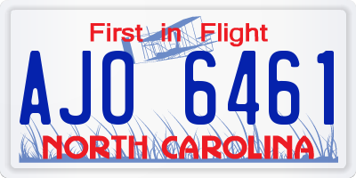 NC license plate AJO6461