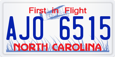 NC license plate AJO6515