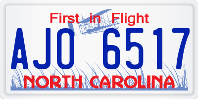 NC license plate AJO6517
