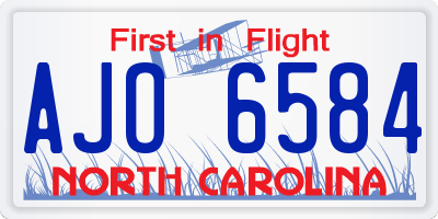 NC license plate AJO6584