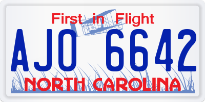 NC license plate AJO6642