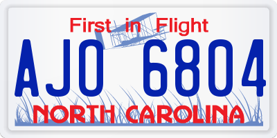 NC license plate AJO6804