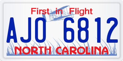 NC license plate AJO6812
