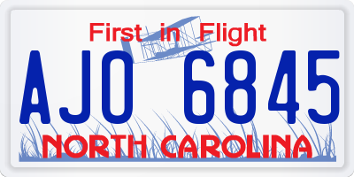 NC license plate AJO6845